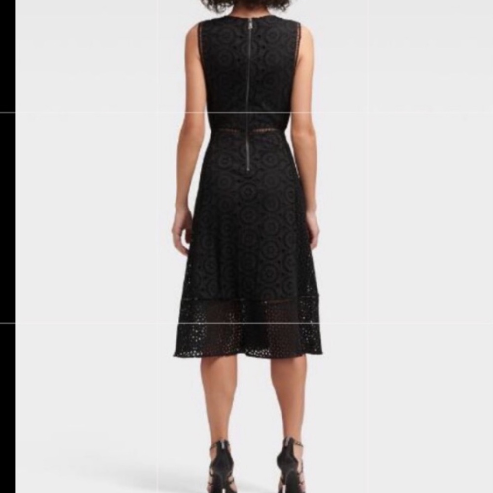 DKNY Black Eyelet Sleeveless A Line Dress - Size 4 - Picture 2 of 11